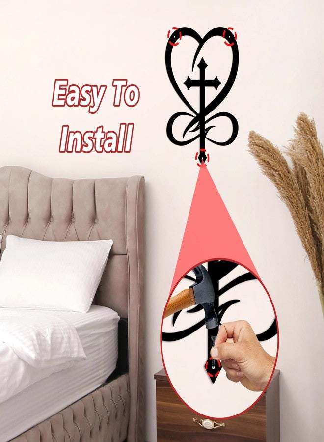 ACOSIY Infinity Heart Cross Wall Decor Metal Crosses Wall Art for Home Decor Black Heart and Love Sign for Living Room Bedroom Wedding Decoration - Image 2